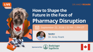 cover graphic for upcoming webinar How to Shape the future in the face of pharmacy disruption webinar
