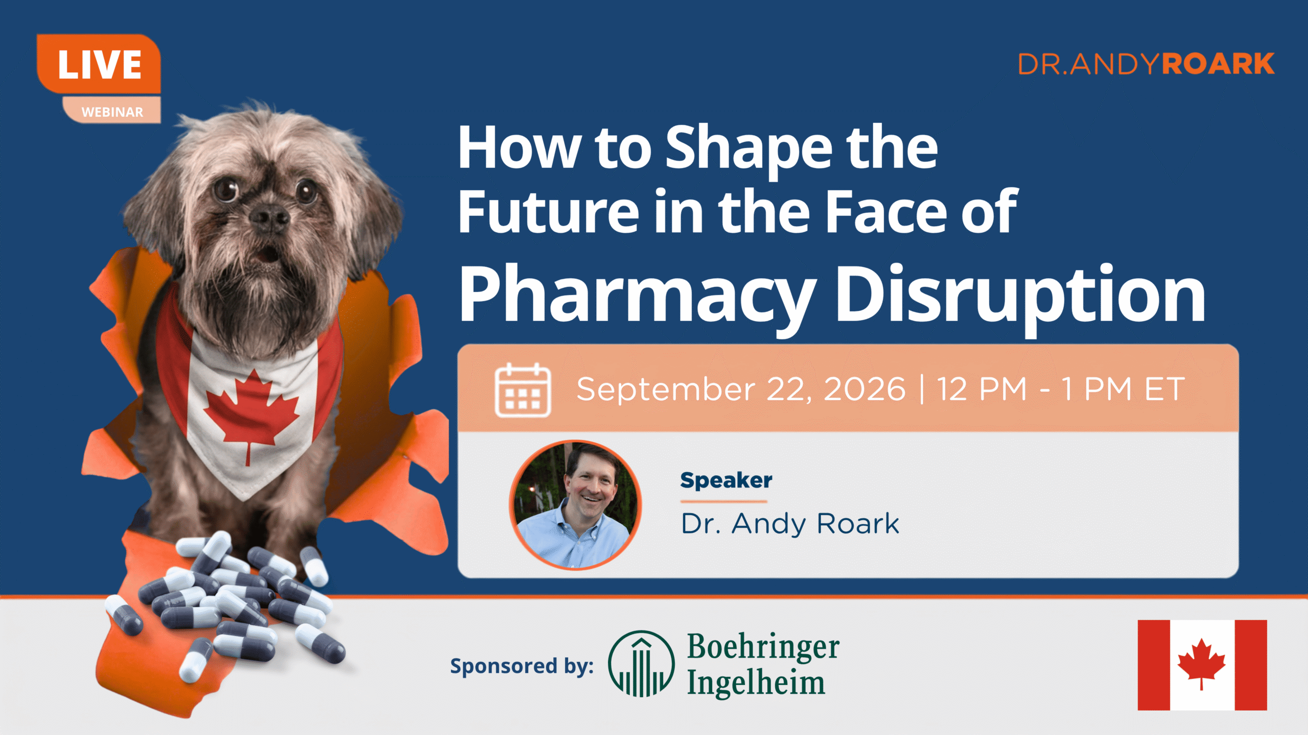 cover graphic for upcoming webinar How to Shape the future in the face of pharmacy disruption webinar