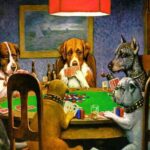 dogs gambling playing card game