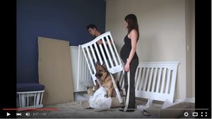 Family unpacking crib